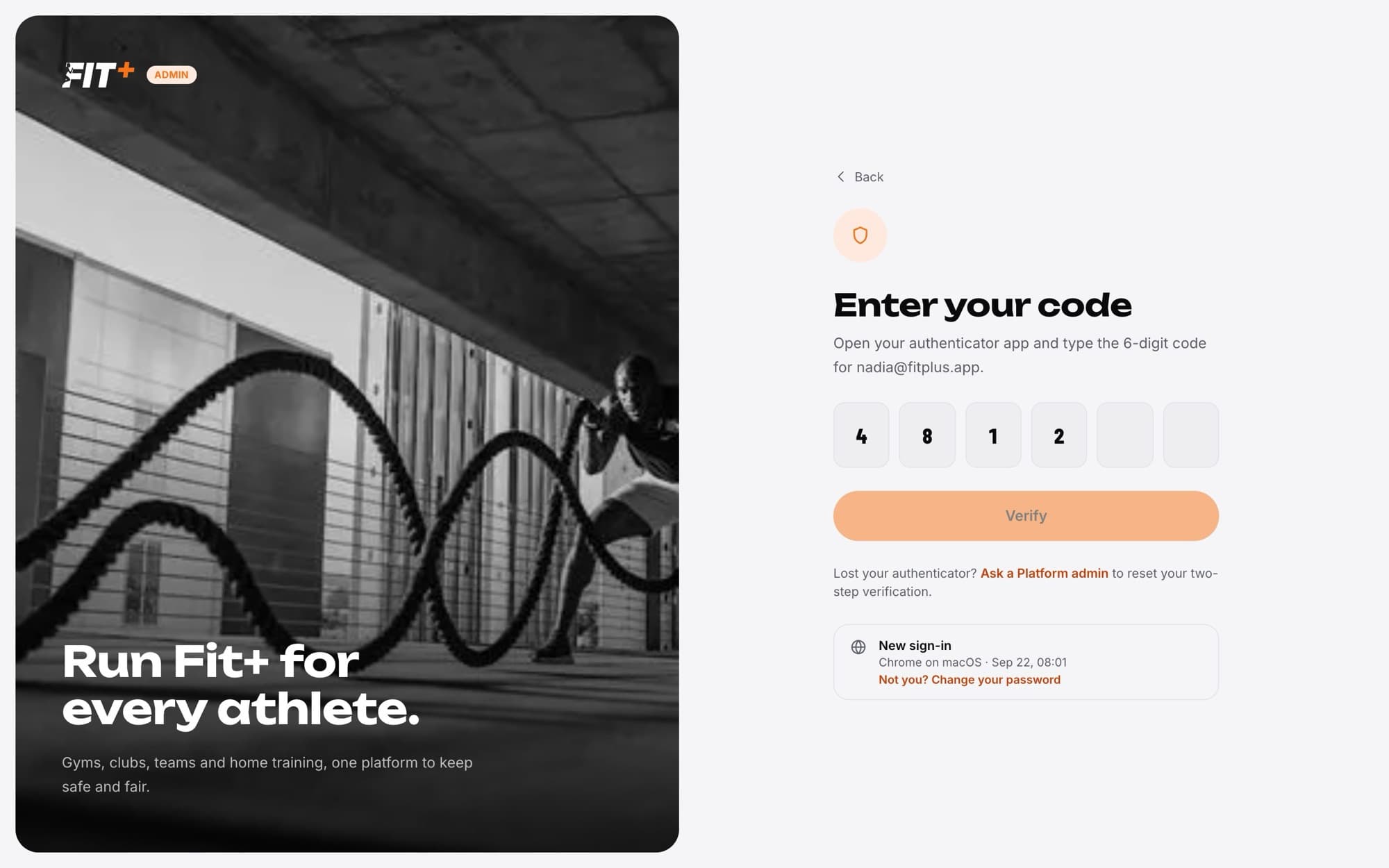 Enter your code screen with six boxes for the code, a Verify button and a New sign-in card