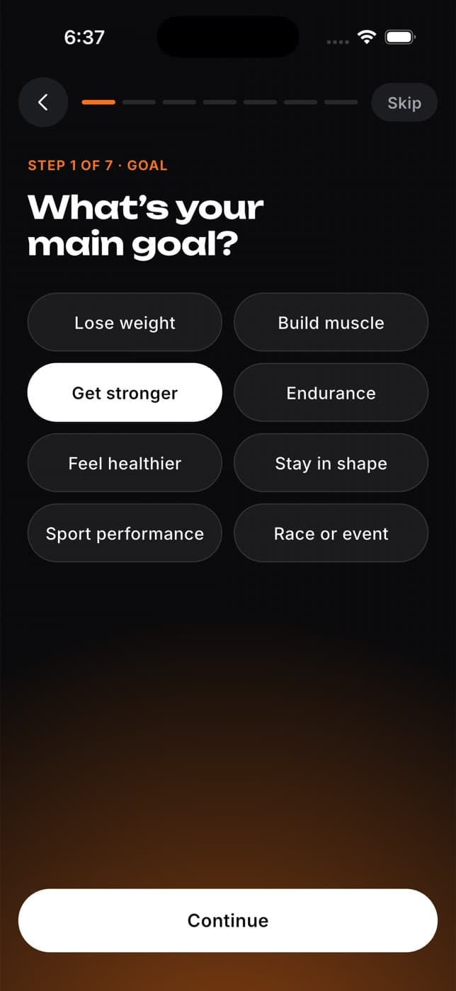 Step 1 of 7, What's your main goal?