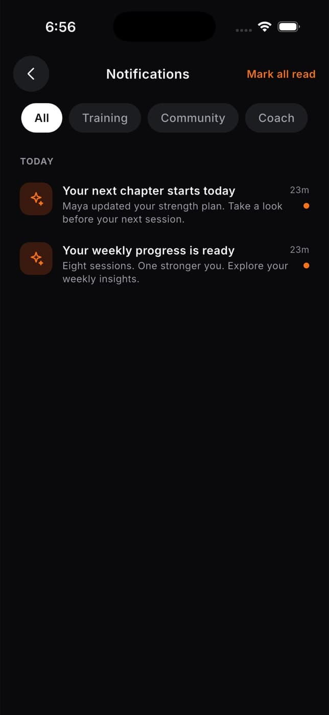 Notifications grouped by Today and Earlier with filter chips at the top