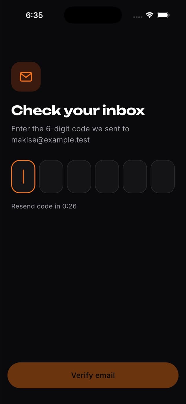 Check your inbox screen