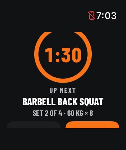 Watch rest screen counting down